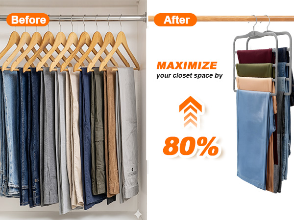 space saving pants hangers maximize closet space by 80 percent