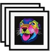 ELSKER&HOME 18x18 Frame Black 3 Pack, 14x14 frame with Mat or 18x18 Photos without Mat Set of 3, ...