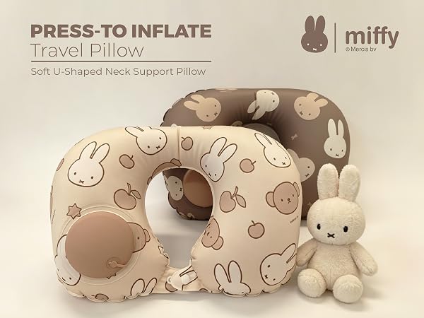 Miffy Press-to-Inflate Travel Pillow