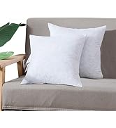 DOWNCOOL 100% Cotton Stuffer Throw Pillow Insert Set of 2, Square Down and Feather Filled Decorat...