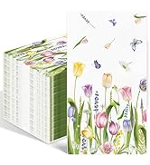 IANFEPH 100Pcs Floral Tulip Paper Napkins 3 Ply Disposable Hand Towels for Bathroom Spring Tulip ...