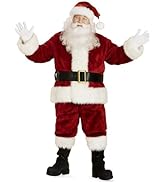 Sunnywood Supreme Santa Claus Suit Costume Outfit for Adult Men, Professional Santa 9PC Costume S...