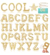 Rhinestone Self-Adhesive Letter Patches for Clothing: Kingsow 56pcs Gold Rhinestone Bling Letter ...