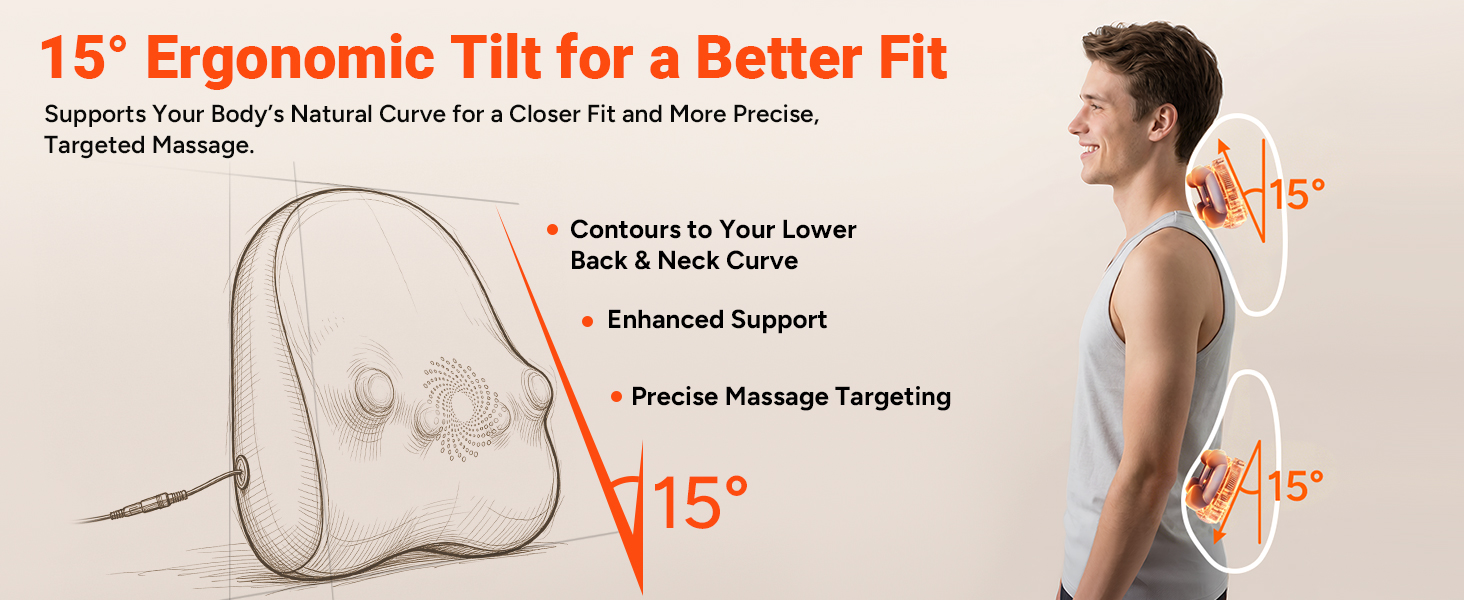 15° ergonomic tilt design for a closer fit and more targeted comfort.