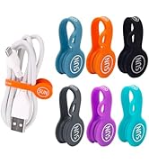 SUNFICON 6 Pack Magnetic Cord Organizers Cable Clips Cable Straps Silicone Twist Ties Colorful He...