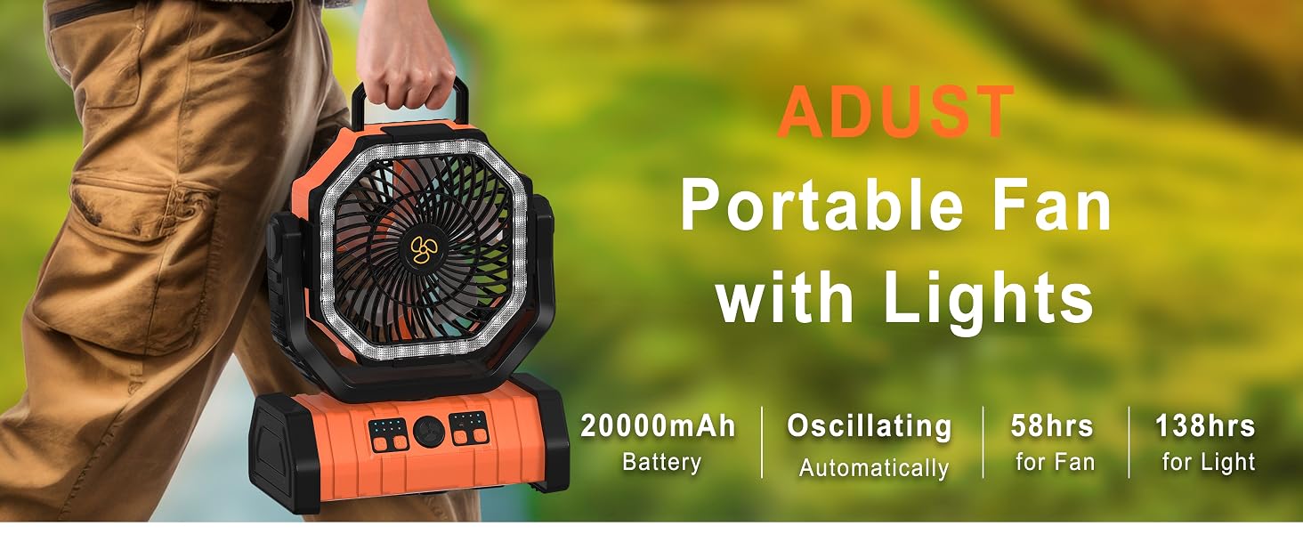 ADUST portable rechargeable camping fan