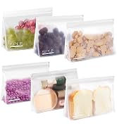 SPLF 6 Pack Dishwasher Safe Reusable Sandwich Bags, Reusable Food Storage Bags, BPA FREE Stand Up...