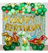 AGPTEK Dinosaur Birthday Party Decorations Kit, 149pcs Green and Orange Balloon Garland Arch with...