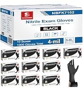 Schneider Medical Nitrile Exam Gloves, 4 Mil Black Gloves Disposable Latex Free Powder Free, Food...
