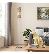 Ambimall 64'' Floor Lamp for Living Room with 3 Color Temperatures Bulb, Boho Grey Standing Lamp ...