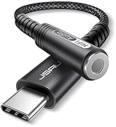 USB Type C to 3.5mm Female Headphone Jack Adapter, JSAUX USB C to Aux Audio Dongle Cable Cord Com...