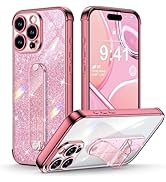 Silverback Compatible for iPhone 16 Pro Max Case with Stand, Glitter Finger Grip Ring Holder, Cut...