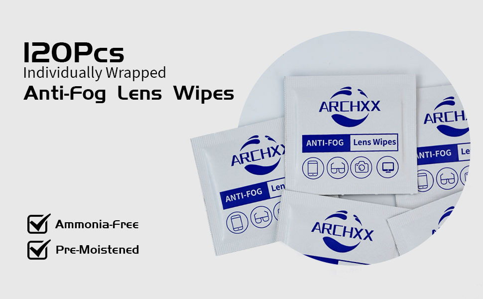 anti fog lens wipes 120 count individually wrapped ammonia free and pre moistened