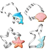 Mermaid Ocean Cookie Cutters- 4" Large Under The Sea Creatures Cute Cookie Cuttesr For Kids Holid...