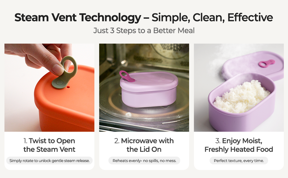 Silicone Food Containers with Steamhole