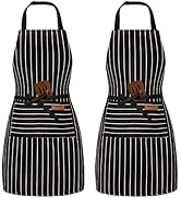 BeLuyi 2 Pack Adjustable Bib Apron with 2 Pockets Chef Cooking Kitchen Restaurant Aprons for Wome...