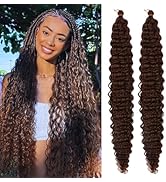 Brown Deep Wave Crochet Hair for Boho Braids 33# Synthetic Boho Hair for Braiding