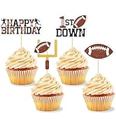 Hooqict 40Pcs Football Cupcake Toppers Football 1st Birthday Cupcake Topper Cake Decorations for ...