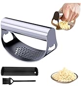 Garlic Press Rocker, Portable Manual Stainless Steel Garlic Press Rocker Crusher Masher with Garl...