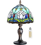 MIAOKE Stained Table Lamp Stained Glass Table Light, Handmade Desk Bedside Table Night Lamp, Anti...