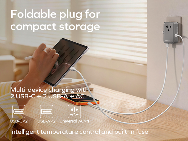 MOMAX 1-World Pocket Universal Travel Adapter – Ultra-Thin, Stylish & Mini GaN