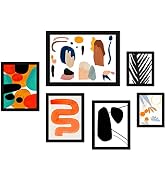 Americanflat 'Mid-Century' - 6 Piece Picture Frame Graphic Art Set Black Framed