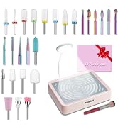 Nail Dust Collector Nail Tech & 26PCS Nail Drill Bits Set, 3/32 Professional Nail Bits Vacuum Dus...