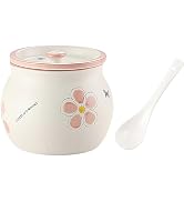 auons Ceramic Salt and Sugar Container, Porcelain Condiment Jars with Lid and Spoon, Seasoning Sp...