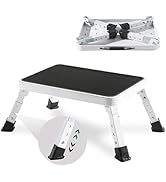 Adjustable Folding One Step Stools for Adults, Heavy Duty Metal Step Stool for Kids/Seniors, Fold...