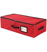 Underbed Christmas Ornament Storage Box Zippered Closure - Stores up to 64 of The 3-inch Standard...