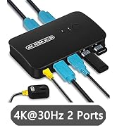 DGODRT HDMI USB KVM Switch 2 Port Selector Box for 2 Computers Share Keyboard Mouse Printer and 1...