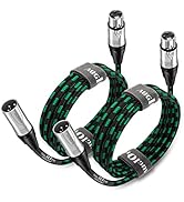 Augioth XLR to XLR Pro Mic Cable 10 Ft 2-Pack Male to Female XLR Cable 3-pin Green Balanced Shiel...