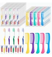 Disposable Toothbrushes with Toothpaste and Comb in Bulk, Individually Wrapped Soft Bristle Trave...