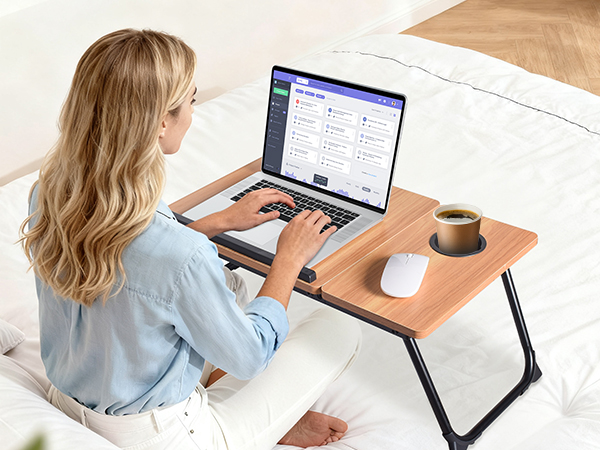 Bed Laptop Desk, Adjustable Folding Bed Tray, Portable for Working Reading Writing Breakfast