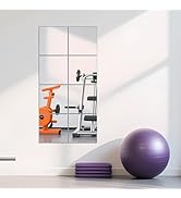 Ruomeng Full Length Mirror Tiles - 12 Inch x 8Pcs Frameless Wall Mirror Full Body Mirror for Home...
