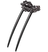 CHOISBEING Carved Ebony Hair Sticks 6.2" Wooden French Hair Fork for Thick Hair Wood Chinese Hair...