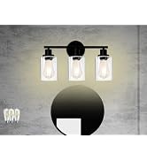 Ldeco 3 Light Bathroom Light Fixtures(Bulbs Included.),Black Vanity Lights with Clear Glass Shade...