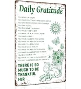 Piemow Room Decor Aesthetic Boho Sign Daily Gratitude Inspirational Gift Wall Decor Metal Sign fo...