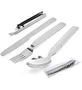 DZRZVD Camp Flatware Sets - Stainless Steel Spoon Fork Knife & PVC Storage Bag - Matching Bottle ...