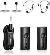 KIMAFUN Wireless Lavalier Microphone System, Wireless 2.4GHz Lapel Mics Handheld Mic 2 in 1 for T...