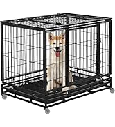 FDW Dog Crate Dog Cage Dog Kennel for Large Dogs Heavy Duty 48 Inches Pet Playpen for Training In...
