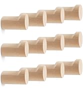 bsdonte 12 Pack Wood Wall Hooks, Natural Wooden Coat Hooks Wall Mounted, Handmade Rustic Hat Hook...