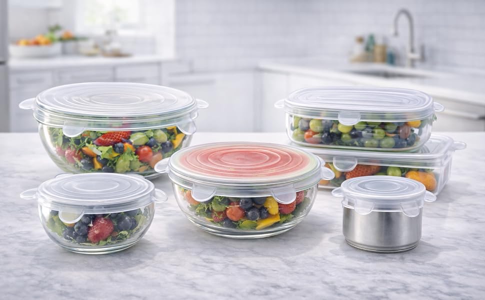 Reusable Silicone Stretch Lids for Food Storage