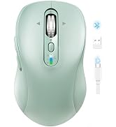 Wireless Bluetooth Mouse for Laptop,USB+BT×2,Quiet Ergo Computer Mouses,Metal 4-Way Super Scrolli...