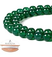 BEADNOVA 8mm Natural Green Agate Gemstone Round Loose Beads for Jewelry Making (45-48pcs)