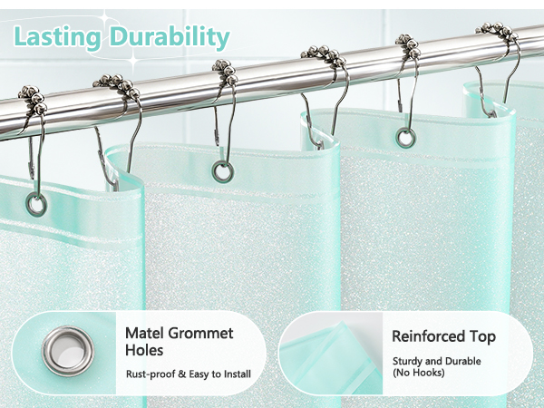 Seenus Aqua Waterproof Plastic PEVA Sparkle Frosted Shower Curtain Liner with Weighted Magnets