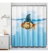 AmazerBath Shower Curtain Blue, Washable Cloth Funny Fish in Shark's Clothing Kids Shower Curtain...