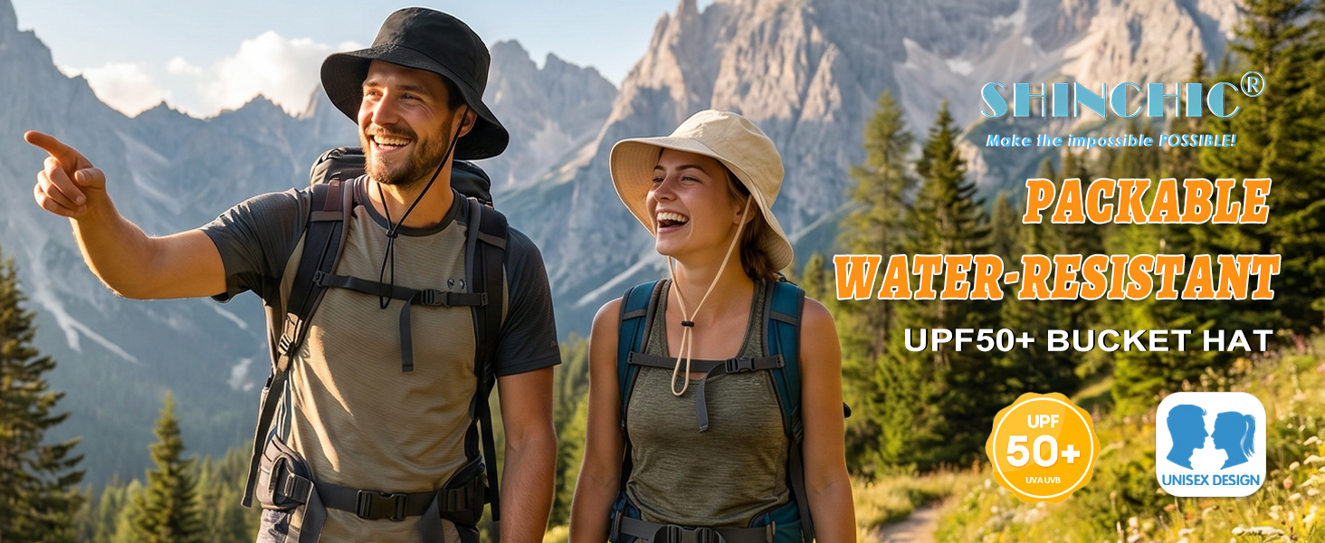 waterproof bucket hat Sun UPF50+ Packable Brimmed for Women Men Lightweight Hiking Outdoor Cap