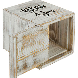 Bless You Shabby Whitewashed Wood Square Tissue Box Holder Cover