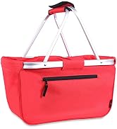 Picnic Basket, SIYUAN Collapsible Shopping Basket 24L Portable Grocery Basket with 2 Handles Reus...